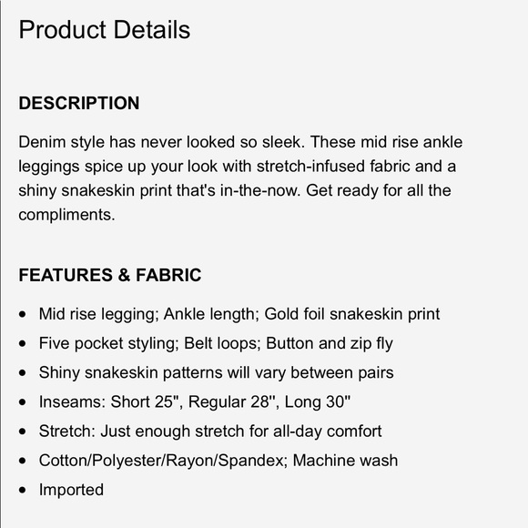 Express Mid Rise Snakeskin Print Ankle Jean - Picture 3 of 8